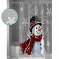 thumbnail image 4 of Gray Christmas Bathroom Curtain 72 Inch Shower Curtain with Hooks, Snowflake Snowman Xmas Birds Berry Waterproof Polyester Bath Curtain Washable Bathtub Curtain 60''x 72'', 4 of 6