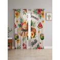 thumbnail image 4 of Sheer Curtains 72 Inches Long 2 Panels, Watermelon Coconut Straw Hat on Linen Rod Pocket Curtain Voile Draperies, Summer Tropical Light Filtering Window Treatment for Living Room Kitchen Bedroom, 4 of 8
