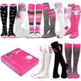thumbnail image 1 of TeeHee Special (Holiday) Women Knee High 9-Pair Socks with Gift Box (Pink Ribbon), 1 of 4