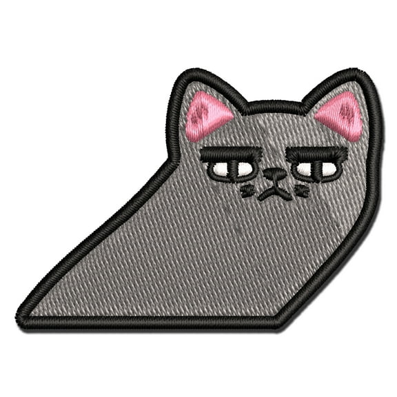 Eavesdropping Disapproving Cat Rubbernecking Applique Multi-Color Embroidered Iron-On Patch - 2.5 Inch Small