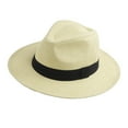 thumbnail image 3 of Unisex Panama Summer Beach Sun Hat Wide Brim Cap For Women Men, 3 of 7