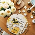 thumbnail image 2 of Yellow Gnomes Round 13 Inch Placemats Set of 2, Vintage Daisy Honey Plaid Flower HeatResistant Non Slip Place Mats for Dining Table, Wipeable Braided Kitchen Table Mats for Housewarming, 2 of 9