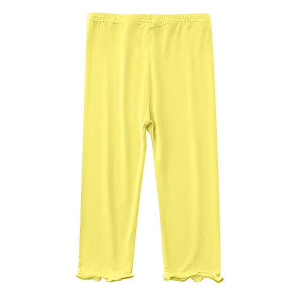 Annhoo Girls Capri Leggings Casual High Waisted Compression Trousers Seamless Sports Stretchy Tight Pants