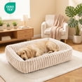 thumbnail image 4 of Exclusivo Mezcla Ribbed Plush Cuddler Dog Bed, 32"x24" Calming Pet Bed with Non-Slip Bottom for Medium Dogs, Apricot, 4 of 7