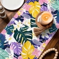 thumbnail image 3 of Abstract Tropical Leaves Floral Table Runner 13x90in Non-Slip Cotton Linen Table Runners, Summer Blossom Floral Dresser Scarves TableRunner for Dinner Kitchen Dining Wedding Party, 3 of 8
