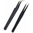 thumbnail image 1 of 2 pinzas de extensión de pestañas de acero inoxidable (negras), 1 of 1