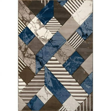 MDA Home Rhodes 2'1"x3'3" Abstract Square Area Rug in Blue/Brown