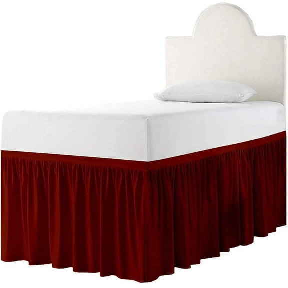 Dorm Bed Skirt Twin XL Size (39" x 80") College Room Bed Skirt for Dorm Bed Sized - 100% Microfiber 30" Inch Drop Ruffled & Soft Tailored Bedskirt - Burgundy Solid.
