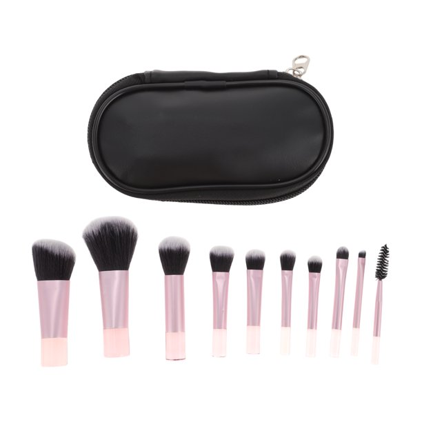 Conjuntos Únicos de 1 Set de Brochas de Maquillaje Livianas para Viajes de Negocios Rosa Claro Negro Mango de Goma Tubo de Aluminio