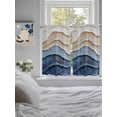thumbnail image 4 of Kitchen Curtains 54 Inches length, Blue Beige Window Treatment Curtain Drapes, Coastal Wave Modern Abstract Art Decorative Window Curtains for Bedroom Cafe, 52"x54", 2 Panels, 4 of 7
