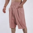 thumbnail image 6 of Xysaqa Casual Baggy Harem Short Pants for Men, Mens Cotton Linen Bermuda Short Lightweight Elastic Waist Yoga Jogger Beach Shorts with Pockets & Drawstring S-2XL, 6 of 7