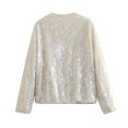 thumbnail image 4 of HBFAGFB Vestes à Sequins pour Femmes Manteau à Col Rond à la Mode Polyvalent pour Usage Quotidien Blanc Taille m, 4 of 4