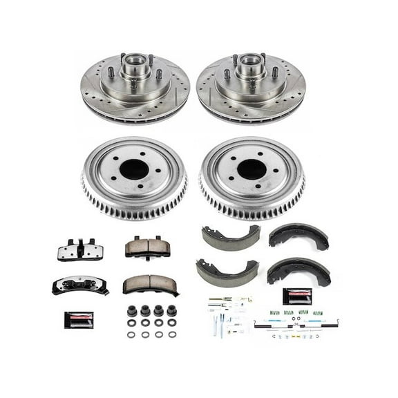 Front and Rear Brake Pad Rotor Shoe Drum Kit - Compatible with 1995 - 1999 GMC Yukon RWD 1996 1997 1998