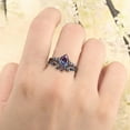 thumbnail image 2 of Pear Cut Alexandrite Engagement Ring Set in 14K Black Gold Vermeil – Gothic Moon Wedding Bridal Ring Set, 2 of 4