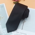 thumbnail image 1 of Corbata negra para hombre, estrecha y delgada, de 6 cm, 1 of 4