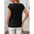 thumbnail image 2 of jinghuiyue Women's Crewneck Sweater Vest Hollow Out Cap Short Sleeve Knit Crochet Shirts Beach Cover Up Summer Pullover Tops S, 2 of 7
