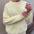 thumbnail image 5 of Women Oversized Sweaters, Loose Lantern Long Sleeve Fall Crewneck Casual Soft Knit Loungewear Fashion Pullover Blouse Tops Yellow One Size, 5 of 6