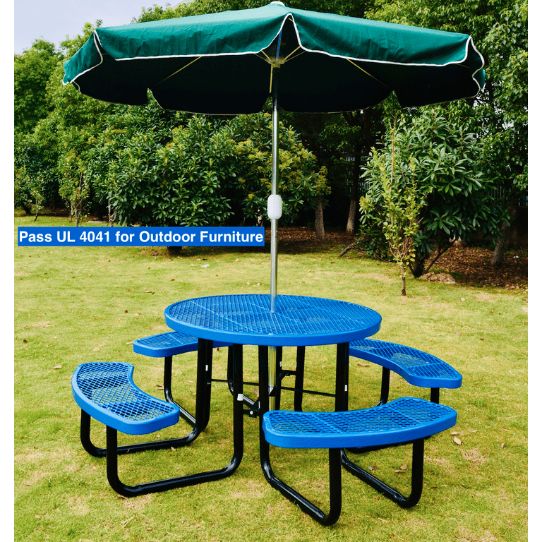 Lifeyard 46 inch Expanded Metal Round Picnic Table (Blue)