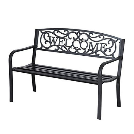 Outsunny Welcome Vines 50 In Metal Decorative Garden Bench