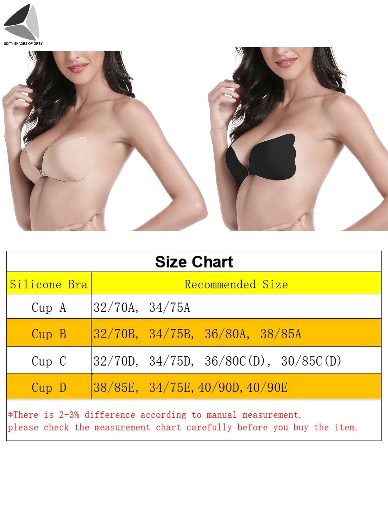 Uganda Handel filthy Sixtyshades Women Self Adhesive Invisible Bras Butterfly Wings Strapless  Push Up Chest Stickers For Dress Halter (Cup C, Black) - Walmart.com