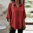 thumbnail image 4 of Warop Women's Solid Loose Fit V Neck 3/4 Sleeve Top Casual Lightweight Pullover Blouse Tunic for Daily Office Wear, 4 of 9