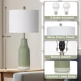 thumbnail image 3 of Cinkeda 26" Ceramic Table Lamps Set of 2 with Rotary Switch, Modern Farmhouse White Glaze & Drum Shade for Bedroom Living Room, 3 of 7