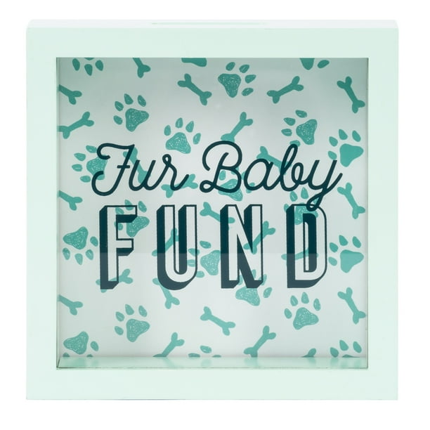 Prinz 6 x 6 Fur Baby Fund Glass Front Shadowbox Savings Bank, Light