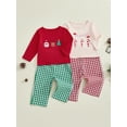 thumbnail image 3 of BemeyourBBs Toddler Christmas Outfits Embroidery Tops and Plaid Pants Set, 3 of 9