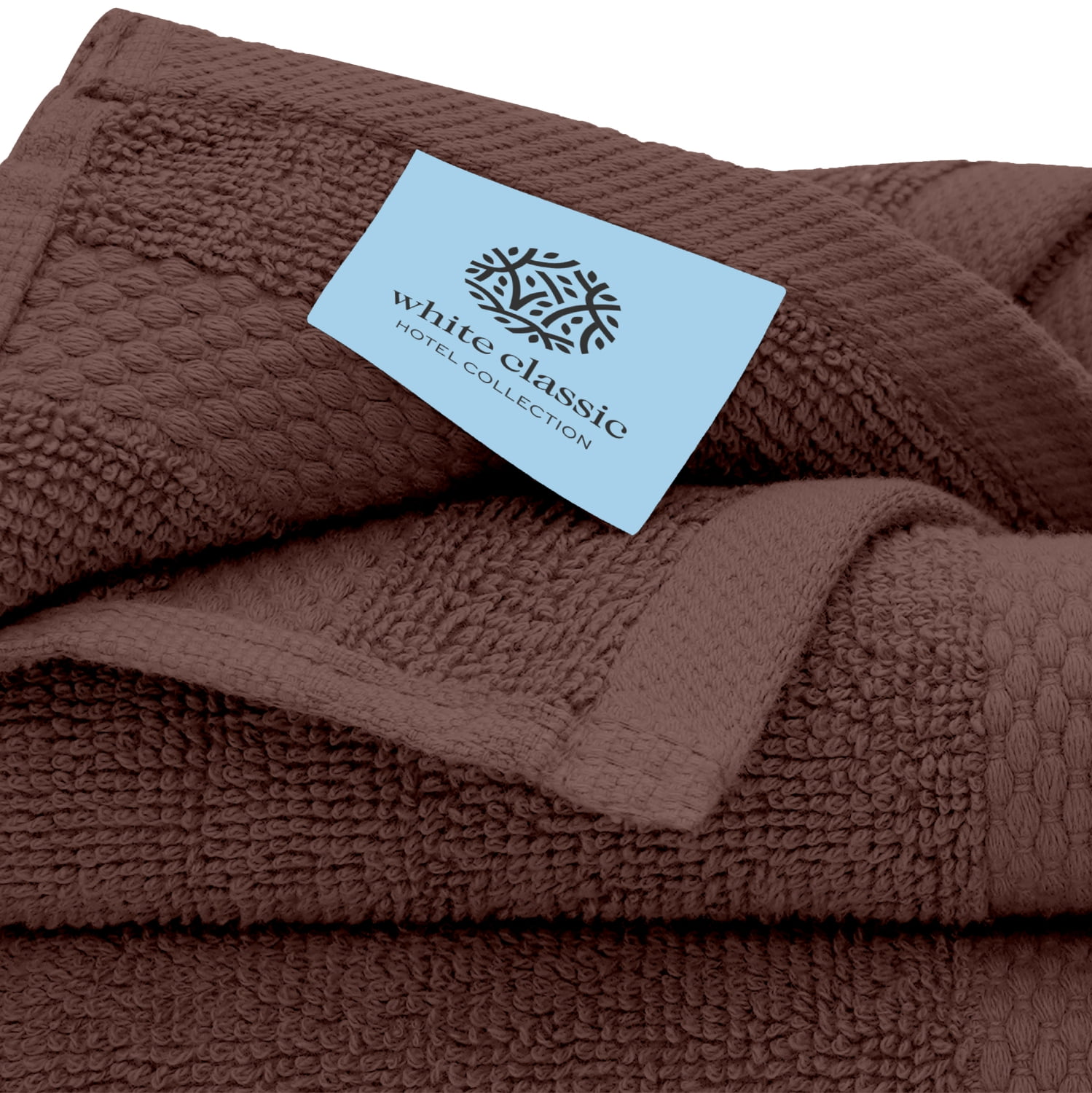 White Classic Hotel Collection Luxury 8-Piece 100% Turkish Cotton Towel Set, Brown