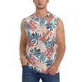 thumbnail image 2 of Goofa Tropical Leaves Printed Men's Sleeveless T-Shirt - Athletic Gym Workout Tank Top for Men - Moisture-Wicking, UPF 30+ Quick-Dry Muscle Tee-Medium, 2 of 8