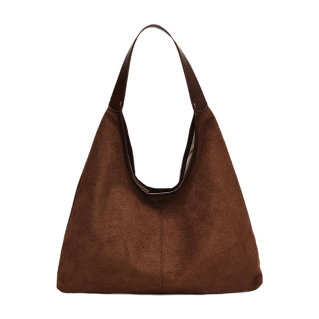 Bolso de hombro de gamuza para mujer, elegante bolso de mano de viaje para fiestas, vacaciones y calle. Café