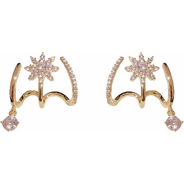 Brilliant Diamond Earrings, Zircon Needle Earrings for Women Girls, Stud Ear Cuffs Hoop Earrings for Women Girls, S925 Silver Needle Stud Earrings Nic