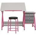thumbnail image 3 of Studio Designs Comet Center Plus Drawing Table with Padded Stool 2 Piece Set Pink & Spatter Gray -, 3 of 19