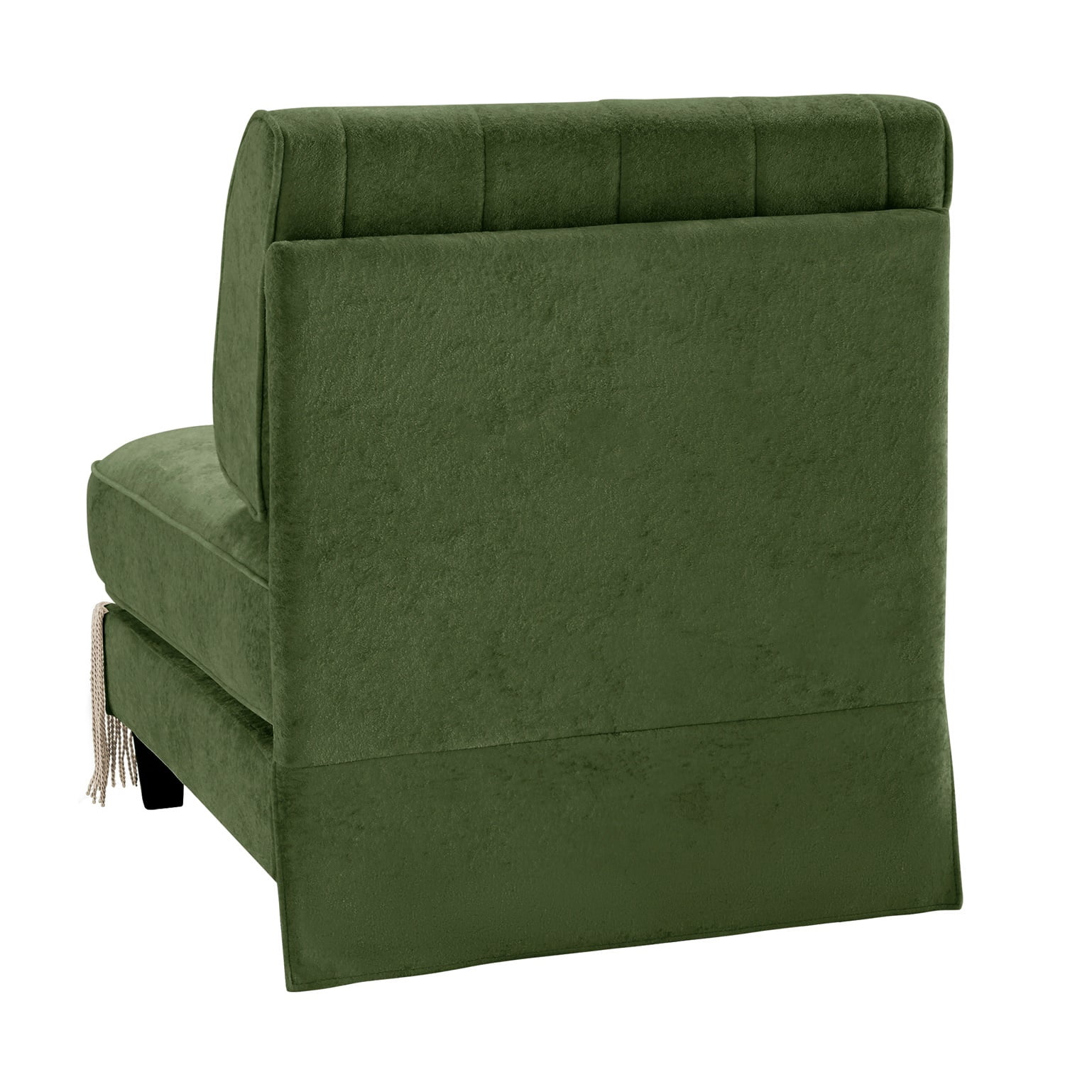 Hommoo Comfort Velvet Fabric Armless Sofa, Button Tufted Design & Floor-grazing Tassel, Green