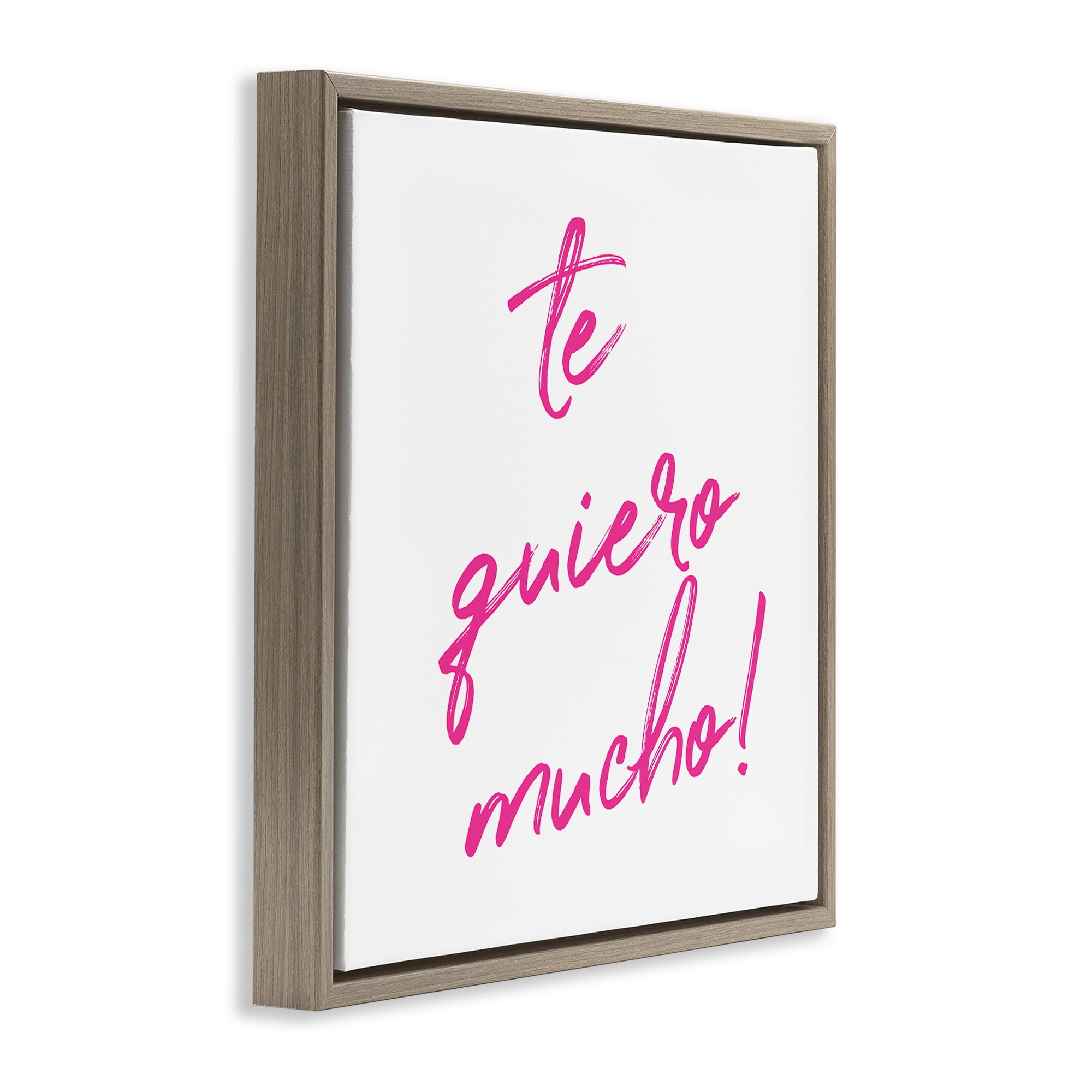 Stupell Industries Te Quiero Mucho Rosa Inspirational Quotes & Sayings Painting Brown Floater Framed Art Print Wall Art, 18 x 18