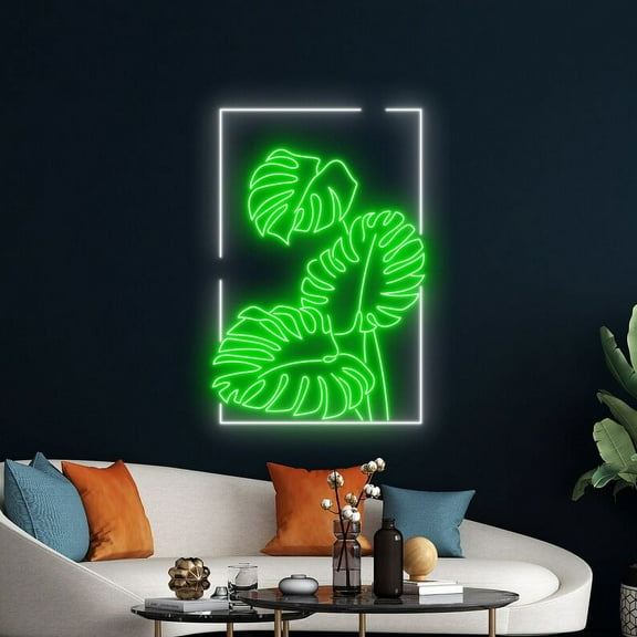 Handmadetneonsign Monstera Leaves Neon Sign, Monstera Leaves Led Neon Art Decor, Home Wall Decor
