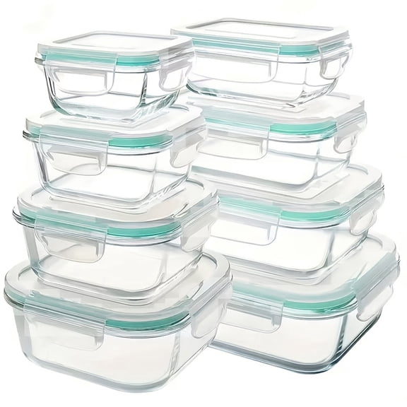 MOONXIAN 8Pack Glass Food Storage Containers, Meal Prep, Airtight Bento Boxes with Leak Proof Locking Lids, for Microwave, Lunch Boxes, Oven, Freezer And Dishwasher