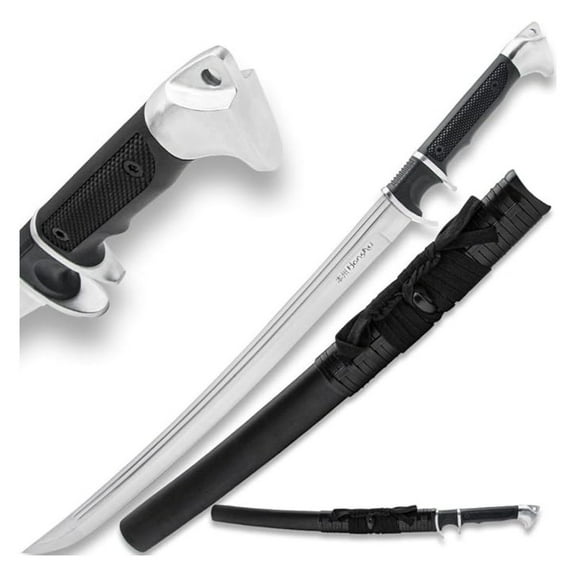 Sub-Hilt Wakizashi Sword and Sheath |1060 High Carbon Steel Blade | TPR Handle & Carbon Steel Guard | Wooden Scabbard | Innovation on a Traditional Design | - Length 28 1/8"