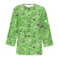 thumbnail image 4 of ALLLIST Women Tops Floral 3/4 Sleeve Green Notch Neck Printed T-Shirts Button Loose Women Blouses, 4 of 5