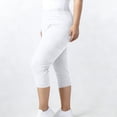thumbnail image 4 of Women's Plus Size Capris - Ribbed Cropped Pants for Women Casual Solid Color Elastic Waist Stretch 3/4 Length Yoga Pants, Y-2-White, 3XL, 4 of 8