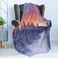 thumbnail image 4 of Winter Soft Flannel Fleece Blanket, Frozen River in a Wintry Landscape Finnish Lapland at Sunrise Arctic Nordic Country, Cozy Plush for Indoor and Outdoor Use, 60" x 80", Multicolor, by Ambesonne, 4 of 5
