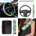 thumbnail image 5 of XYZCANDO Tropical Leaf Print Car Coasters Trash Can Lipstick Cover Handbrake Cover Fender Cover Keychain Seat Belt Cover Armrest Cover Steering Wheel Cover Car Cushion Cover Fashion, 5 of 7