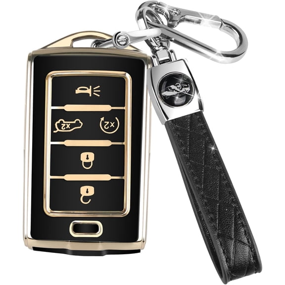 Key Fob Cover Compatible with Jeep Grand Cherokee Wagoneer Grand Cherokee L 2021-2023 Keychain Case Holder Protector,Black