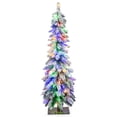 thumbnail image 2 of Gymax 4 FT Pre-Lit Artificial Christmas Tree Snow-Flocked Slim Pencil Christmas Tree, 2 of 10
