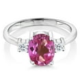 thumbnail image 2 of Gem Stone King 2.46 Cttw Oval Pink Mystic Topaz and White Topaz 3-Stone Ring for Women | 925 Sterling Silver | Gemstone Birthstone | Three Stone Wedding Engagement Anniversary Promise Ring | Size 7, 2 of 4