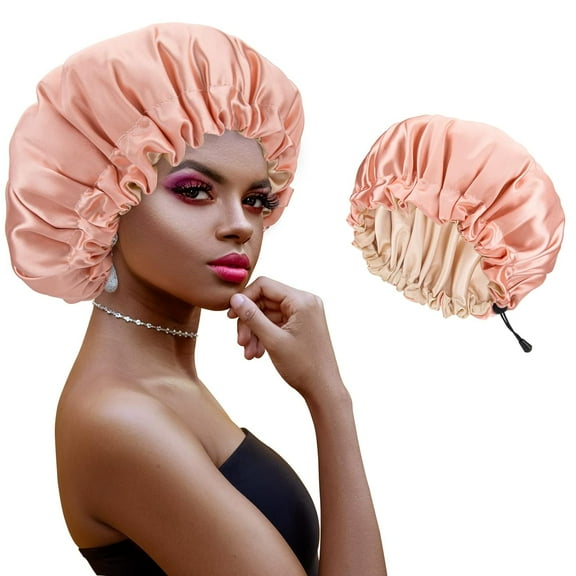 Satin Bonnet, Silk Bonnet, Hair Bonnet for Black Women for Curly Hair Sleeping, Silk Sleeping Cap, Satin Sleep Cap, Satin Night Cap, Hair Cap for Sleeping, Sleep Bonnet, Adjustable, Pink