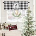 thumbnail image 4 of Merry Christmas Christmas Kitchen Curtain Valance, Window Curtain Valance Rod Pocket, 1 Panel Valances Window Treatment for Living Room Bedroom Bathroom Cafe Xmas (54x18 Reindeer Black Buffalo Plaid), 4 of 6