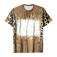 thumbnail image 3 of Jewelreauty Women Casual Tie-Dye Short Sleeve Shirts Round Neck Leopard Print Tops Summer Trendy Tunic Tee (XL, Khaki), 3 of 4