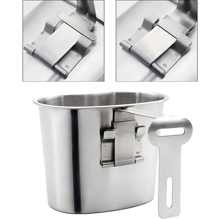 Kit Cantine Militaire En Inox Avec Bouilloire 850 Ml, Tasse 600 Ml Et Poêle – Housse Verte Incluse Pour Camping, Rando Ou Chasse