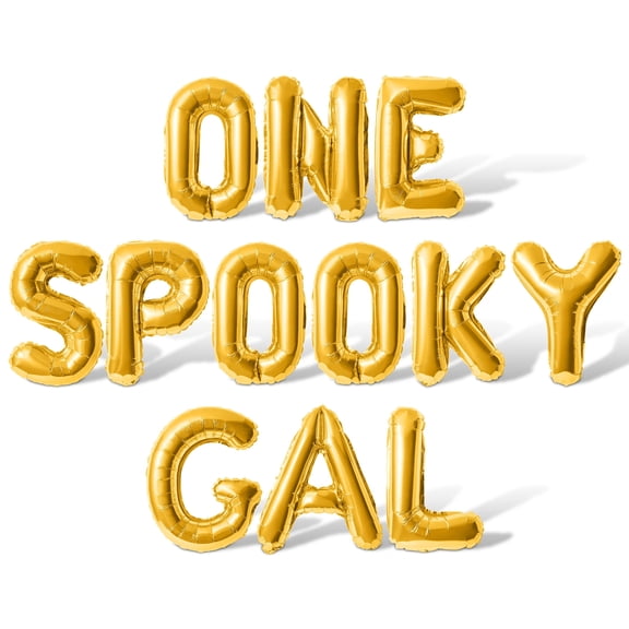 Letter Balloons - ONE SPOOKY GAL 16" Inch Alphabet Letters Foil Mylar Balloon Halloween 1st Birthday Party Banner (Gold)